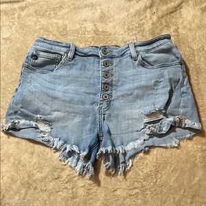 KanCan Distressed Light Blue Jean Shorts